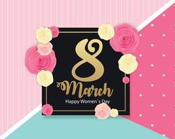 poster international happy women's day 8 mars carte de voeux floral vector illustration