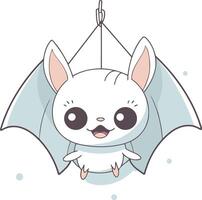 mignonne dessin animé chauve souris pendaison sur une corde conception. vecteur