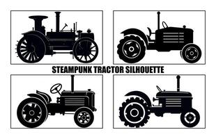 steampunk tracteur silhouette, tracteurs silhouette, tracteur silhouettes moderne et antique, vecteur