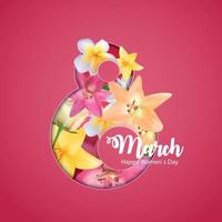 poster international happy women's day 8 mars carte de voeux floral vector illustration