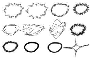 main tiré infographie différent formes ligne art. griffonnages pour ouvrages d'art. vecteur