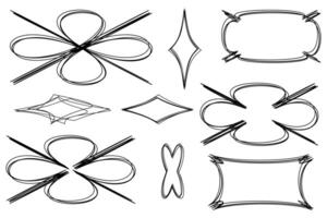 main tiré infographie différent formes ligne art. griffonnages pour ouvrages d'art. vecteur