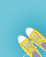 paire de chaussures sur fond de couleur en illustration vectorielle de style pop art vecteur