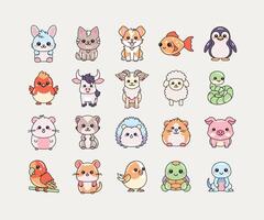 kawaii animal clipart collection vecteur