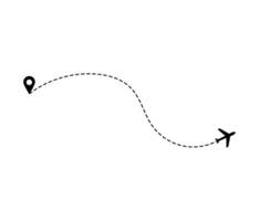 avion à pois route ligne le façon avion. en volant avec une pointillé ligne de le départ point et le long de le chemin. illustration vecteur