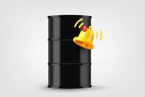 pétrole baril avec sonnerie cloche. 3d illustration vecteur