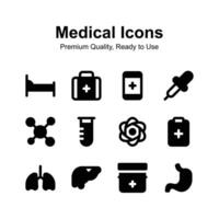 pack de médical Icônes dans moderne style, prime vecteurs ensemble vecteur