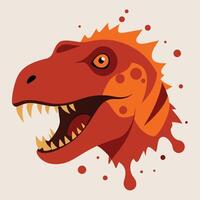 une marron et Orange t-rex tête avec une blanc Contexte vecteur