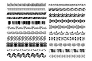 ensemble aztèque tribal motif frontière dans griffonnage main tiré style de géométrique formes isolé sur blanc Contexte. boho scandinave course, traditionnel originaire de décor. vecteur
