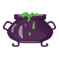 dessin animé sorcière chaudron avec bouillonnant vert potion vecteur