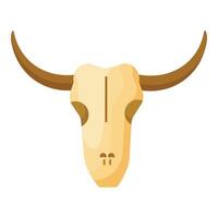 plat conception de une bison crâne avec longue cornes, isolé sur une blanc Contexte vecteur