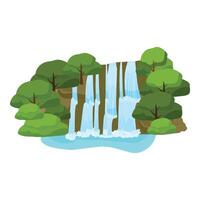 dessin animé cascade oasis dans la nature scène vecteur