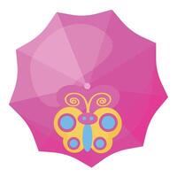 vibrant illustration de une rose parapluie avec une papillon conception vecteur