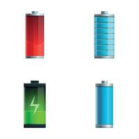 batterie Icônes ensemble dessin animé . batterie avec différent niveau de charge vecteur