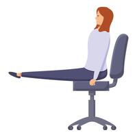 Bureau élongation femme pratiquant jambe exercice à travail vecteur