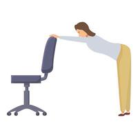 illustration de une femelle ouvrier Faire une étendue exercice par sa Bureau chaise vecteur