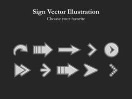 icône signe app ensemble La Flèche dessin animé Facile ligne dessin numérique affaires la toile interface vecteur