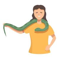 femme avec vert serpent sur épaules vecteur