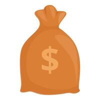 Facile illustration de un Orange argent sac avec une dollar signe symbole, isolé sur une blanc Contexte vecteur