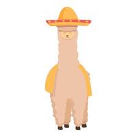 dessin animé lama dans sombrero et poncho vecteur