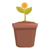 investissement croissance concept avec pièce de monnaie plante vecteur