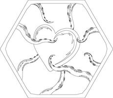 cœur attrapé avec tentacules artistique noir et blanc contour illustration vecteur