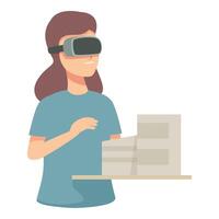 femme expérience virtuel réalité simulation vecteur