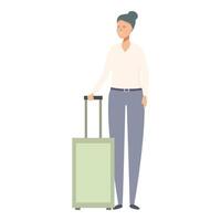 Sénior femme voyageur avec valise vecteur