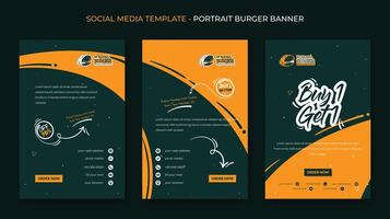 social médias Publier modèle dans portrait Contexte avec vert Orange abstrait conception. vert Orange Contexte pour rue nourriture publicité conception vecteur