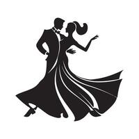 salle de bal danseurs silhouette image logo isolé sur blanc vecteur