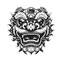 chinois Lion Danse tête conception et graphique isolé sur blanc Contexte vecteur