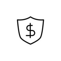 argent Assurance contour icône pixel parfait conception bien pour site Internet ou mobile app vecteur