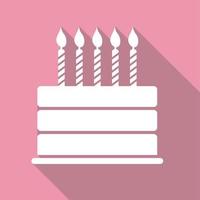 Gâteau d'anniversaire icône web plat vector illustration