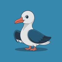 dessin animé mignonne oiseau albatros coloré plat illustration blanc Contexte vecteur