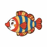 mignonne dessin animé poisson clown. plat illustration blanc Contexte vecteur