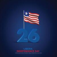 Libéria indépendance journée Créatif les publicités conception. Libéria indépendance journée fête, nationale vacances sur juillet 26. agitant drapeau. illustration. vecteur