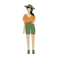 fille dans un chapeau et un short sans visage, graphiques vectoriels vecteur