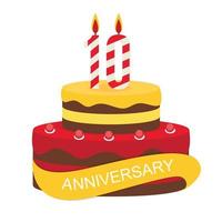 modèle 10 ans anniversaire félicitations, carte de voeux avec gâteau, illustration vectorielle d'invitation vecteur
