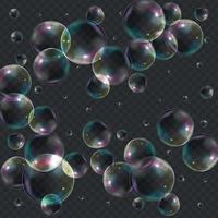 bulles transparentes sur fond sombre. illustration vectorielle vecteur