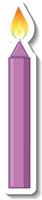 bougie violette avec autocollant de dessin animé léger vecteur