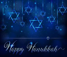 Modèle de carte de hanukkah heureux avec l&#39;étoile bleue vecteur