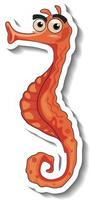 autocollant de dessin animé d'animal de mer d'hippocampe vecteur