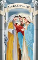 jour de la chandeleur avec la vierge marie tenant jésus au temple vecteur
