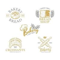 ensemble d'éléments de logo de boulangerie vecteur