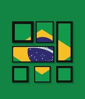 photos avec l'interprétation du drapeau brésilien. illustration vectorielle. vecteur