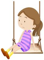 Petite fille sur une balançoire en bois vecteur