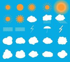 ensemble de symboles soleil, nuages, orage, parapluie. illustration vectorielle. vecteur