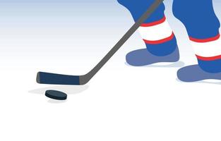 joueur de hockey sur glace avec bâton et rondelle. illustration vectorielle. vecteur