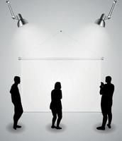 silhouette de personnes en arrière-plan avec lampe d'éclairage et cadre regardez l'espace vide pour votre texte, objet ou publicité. illustration vectorielle. vecteur