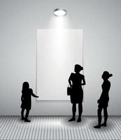 silhouette de personnes en arrière-plan avec lampe d'éclairage et cadre regardez l'espace vide pour votre texte, objet ou publicité. illustration vectorielle. vecteur